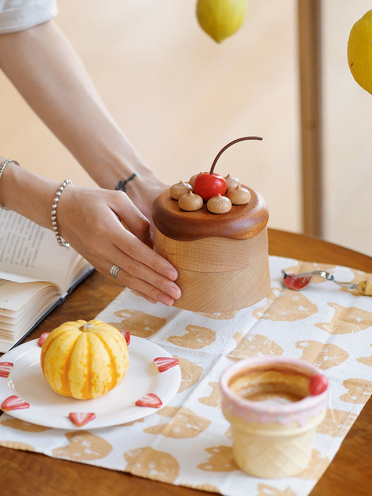 Solid Wood Cherry Cake Keepsake Box