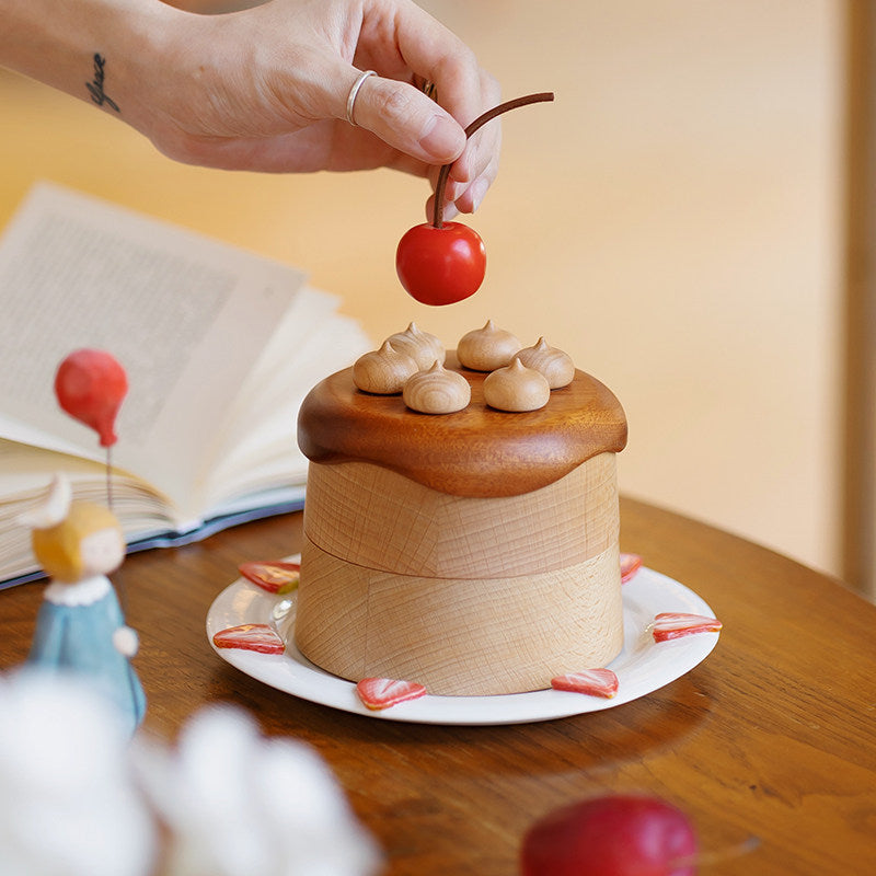 Solid Wood Cherry Cake Keepsake Box