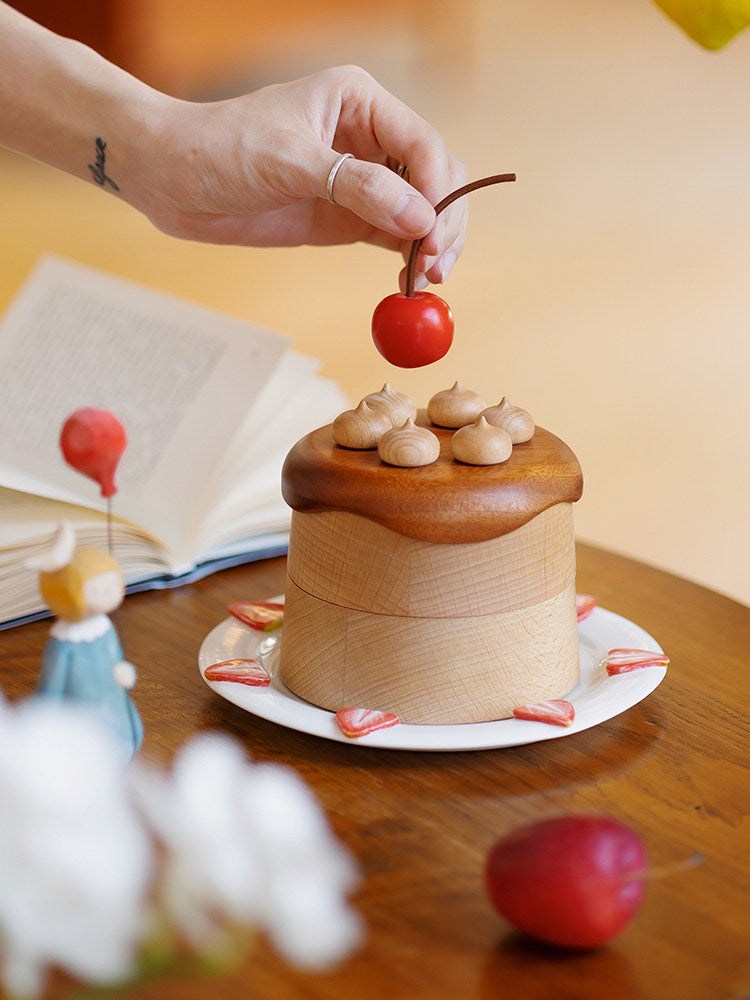 Solid Wood Cherry Cake Keepsake Box